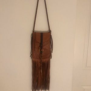 Brown fringe bag